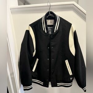 Hudson Jeans Black and White Varsity Bomber Jacket